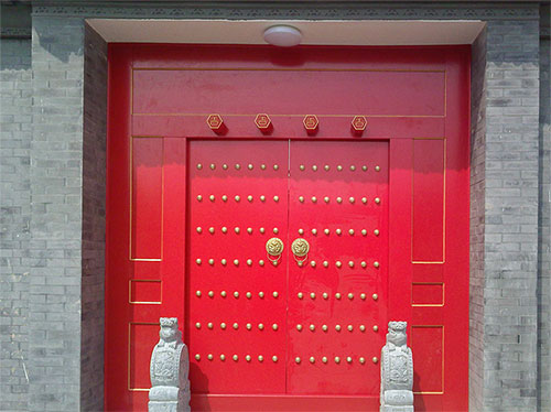 泾阳中国传统四合院系列朱红色中式木制大门木作
